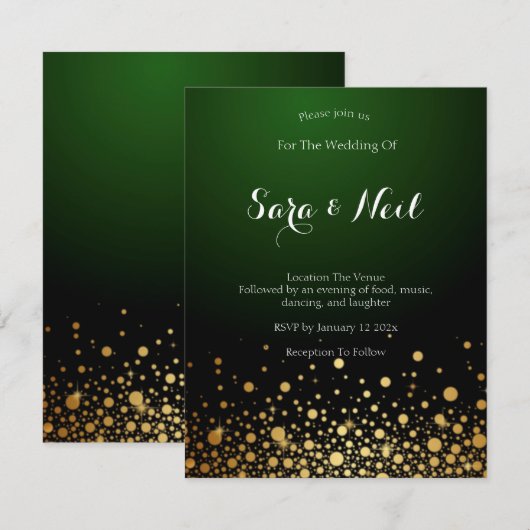 Emerald Green Wedding-uitnodiging populair Kaart (Voorkant / Achterkant)