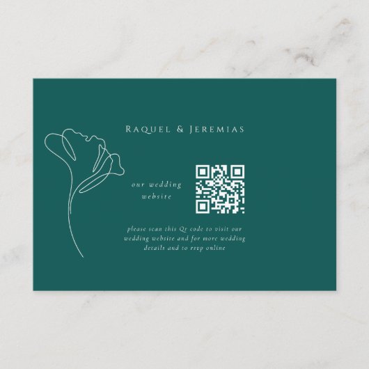 Emerald Green Wedding Website Enclosure Card Informatiekaartje (Voorkant)