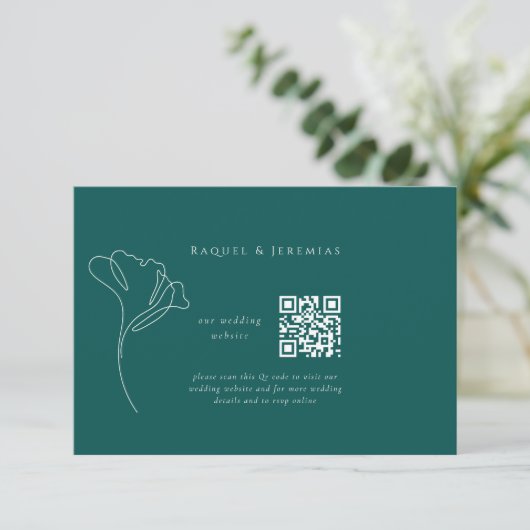 Emerald Green Wedding Website Enclosure Card Informatiekaartje (Staand voorkant)