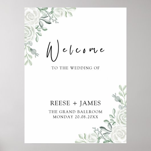 Emerald Green Wedding Welcome Sign Poster (Voorkant)