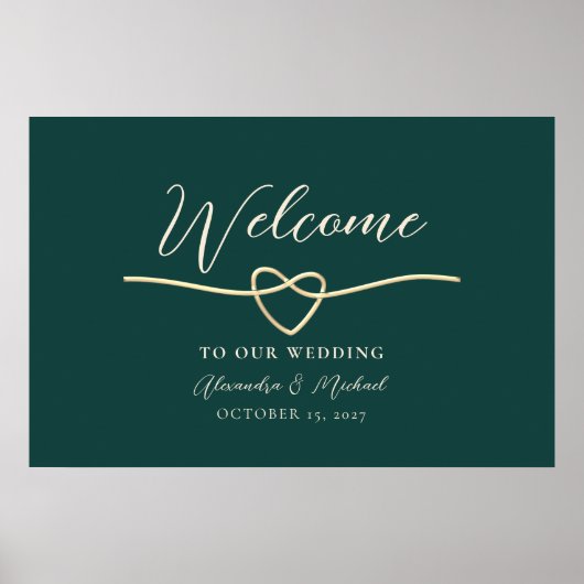 Emerald Green Wedding Welcome Sign Poster (Voorkant)