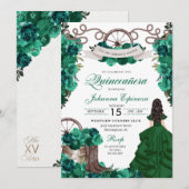 Emerald Green Western Ranchero Quinceanera Kaart (Voorkant / Achterkant)