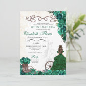 Emerald Green Westerne Princess Charra Quinceañera Kaart (Staand voorkant)