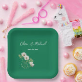Emerald green White Borden Weddenschap Paper Papieren Bordje (Feest)