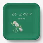 Emerald green White Borden Weddenschap Paper Papieren Bordje (Voorkant)