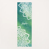 Emerald Green White Floral Mandala Monogram  Yogamat (Voorkant)