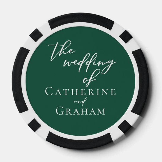 Emerald Green White gepersonaliseerde bruiloft Poker Chips (Achterkant)