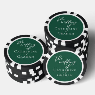 Emerald Green White gepersonaliseerde bruiloft Poker Chips