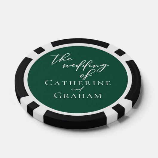 Emerald Green White gepersonaliseerde bruiloft Poker Chips (Enkel)