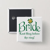 Emerald Green, White, Gold Shamrocks Bride Button (Voorkant /achterkant)