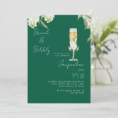 Emerald Green White Hydrangeas Brunch & Bubbly Kaart (Staand voorkant)