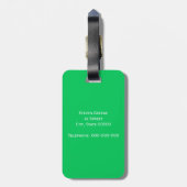 Emerald Green White Initiaal Monogram Bagagelabel (Achterkant verticaal)