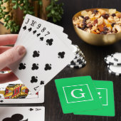 Emerald Green White Initiaal Monogram Pokerkaarten (Insitu)