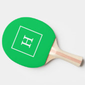 Emerald Green White Initiaal Monogram Tafeltennisbatje (Zijkant)