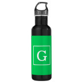Emerald Green White Initiaal Monogram Waterfles (Voorkant)