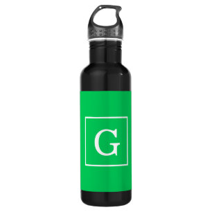 Emerald Green White Initiaal Monogram Waterfles