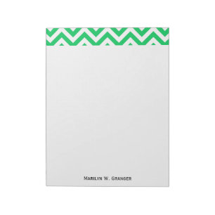 Emerald Green, White Large Chevron ZigZag Pattern Notitieblok