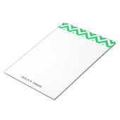 Emerald Green, White Large Chevron ZigZag Pattern Notitieblok (Schuin)