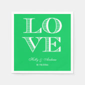 Emerald Green, White LOVE Napkins Servet (Voorkant)