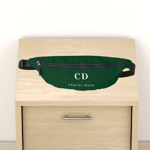 Emerald green white monogram initiaal name heuptasje