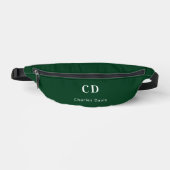 Emerald green white monogram initiaal name heuptasje (Voorkant)