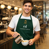 Emerald green white monogram name business logo schort