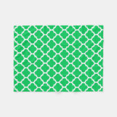 Emerald Green White Moroccan Quatrefoil Pattern #5 Fleece Deken (Voorkant (Horizontaal))