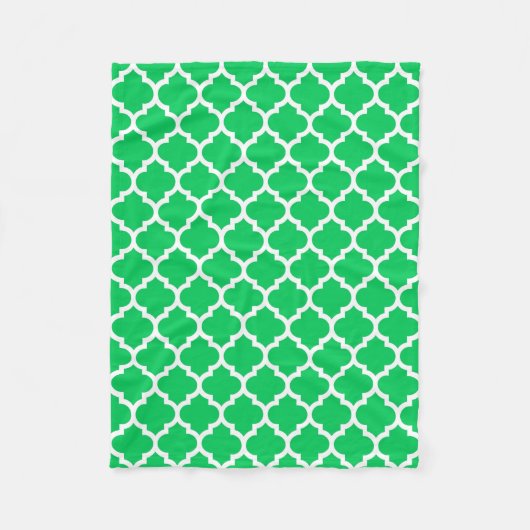 Emerald Green White Moroccan Quatrefoil Pattern #5 Fleece Deken (Voorkant)
