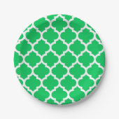 Emerald Green White Moroccan Quatrefoil Pattern #5 Papieren Bordje (Voorkant)
