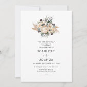 Emerald Green White Protea Pampas Wedding Invitati Kaart (Voorkant)