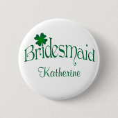 Emerald Green, White Shamrock Bridesmaid Button (Voorkant)
