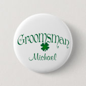 Emerald Green, White Shamrock Groomsman Button (Voorkant)