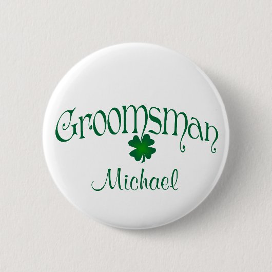 Emerald Green, White Shamrock Groomsman Button (Voorkant)