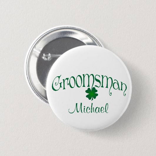 Emerald Green, White Shamrock Groomsman Button (Voorkant /achterkant)