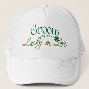 Emerald Green, White Shamrock Lucky in Love Bride Trucker Pet