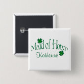 Emerald Green, White Shamrock Maid of Honor Button (Voorkant /achterkant)