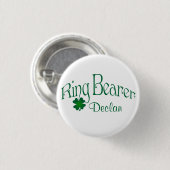 Emerald Green, White Shamrock Ring Bearer Button (Voorkant /achterkant)