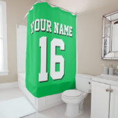 Emerald Green White Sports Jersey Team Jersey Douchegordijn (In situ)