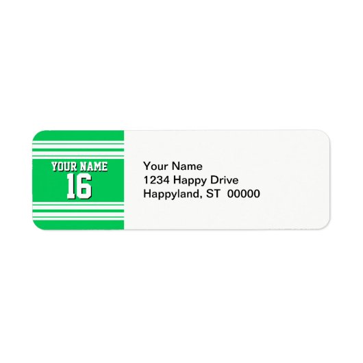 Emerald Green White Team Jersey Etiket (Voorkant)