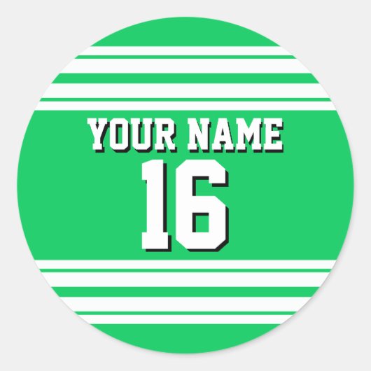 Emerald Green White Team Jersey Ronde Sticker (Voorkant)