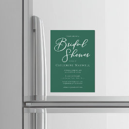 Emerald Green White Typography Bridal Shower Magnetische Uitnodiging