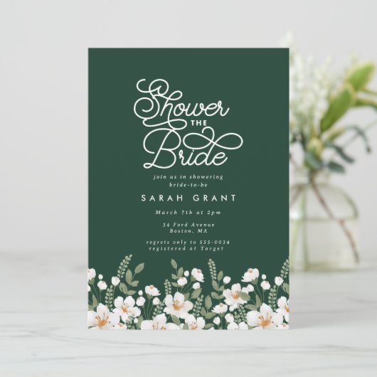 Emerald Green White Vrijgezellenfeest verse bloeme Kaart (Staand voorkant)