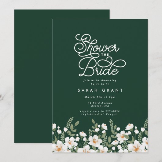 Emerald Green White Vrijgezellenfeest verse bloeme Kaart (Voorkant / Achterkant)