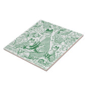 Emerald Green White Woodland Cute Fox Intricate Tegeltje (Zijkant)