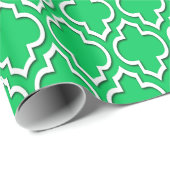 Emerald Green White XL Moroccan Quatrefoil #7DS Cadeaupapier (Rol Hoek)