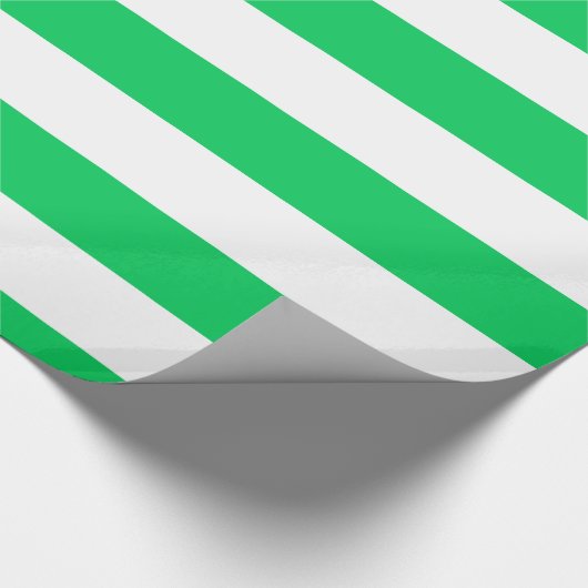 Emerald Green, White XL Stripes Pattern Cadeaupapier (Hoek)