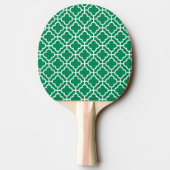 Emerald Green Wht Moroccan Pattern Navy Monogram Tafeltennisbatje (Achterkant)