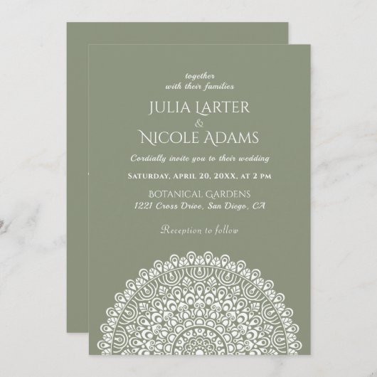 Emerald Green Wild Amazon Forest Mandala Wedding Kaart (Voorkant / Achterkant)