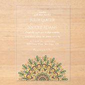 Emerald Green Wild Amazonewoud Mandala bruiloft Acryl Uitnodigingen (Voorkant)