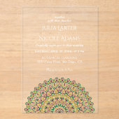 Emerald Green Wild Amazonewoud Mandala bruiloft Acryl Uitnodigingen (Voorkant)